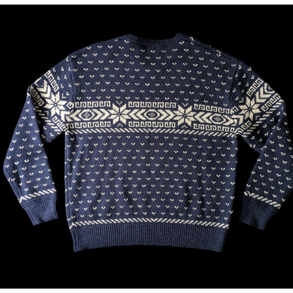 Polo Ralph Lauren Navy Blue Fair Isle Cotton Cashmere Blend Sweater New Size XL - Picture 3 of 9